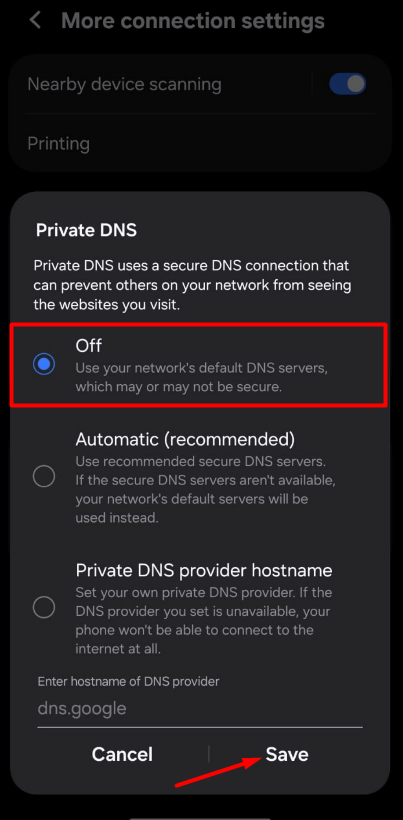 Private DNS Server Cannot Be Accessed