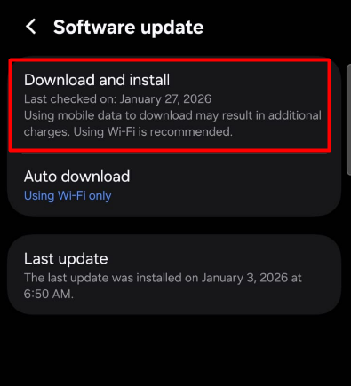software update setting