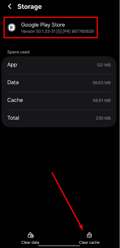 Google play store clear cache