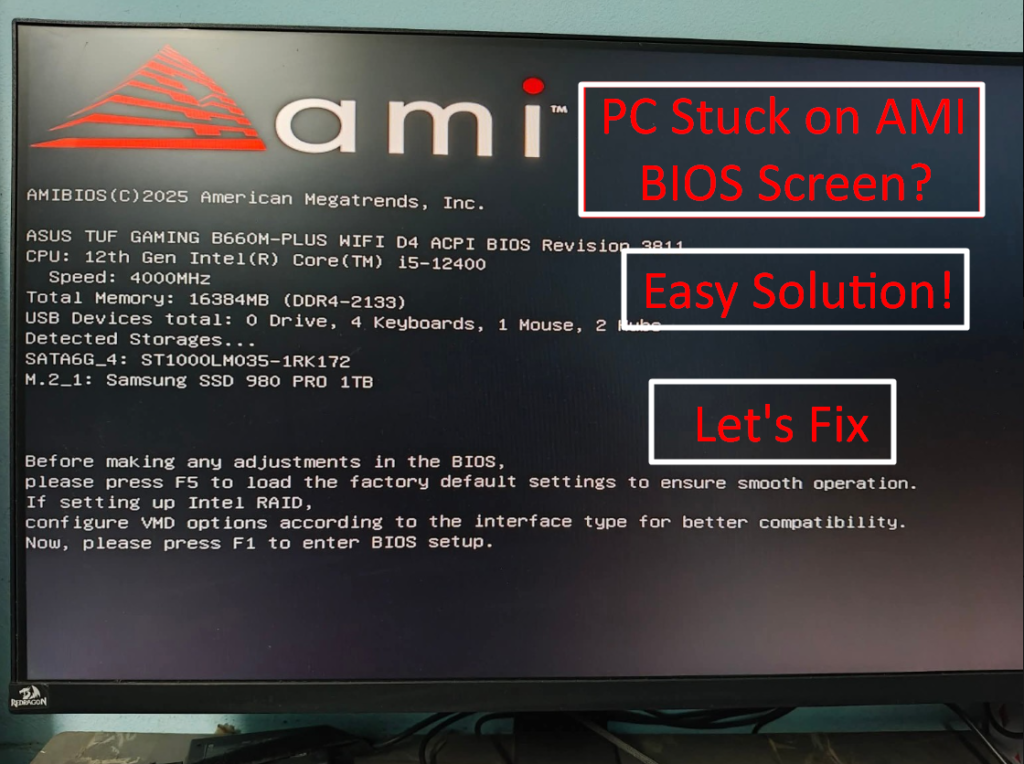 PC Stuck on AMI BIOS