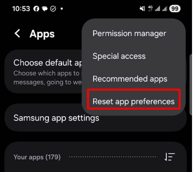Reset App Preferences