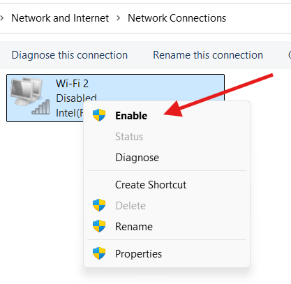 Enable Wi-Fi Setting