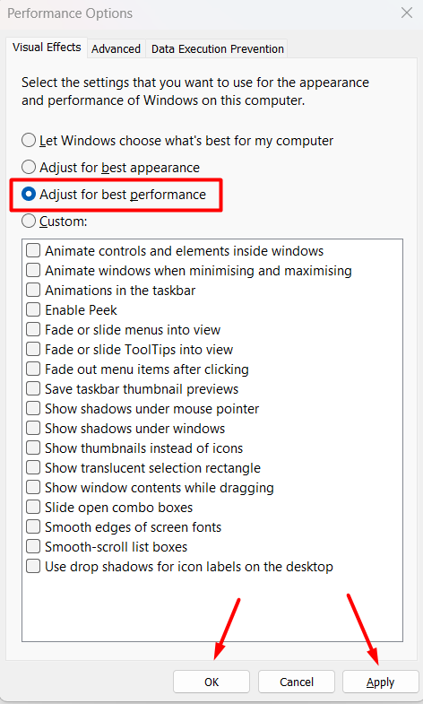 Adjust Visual Effects