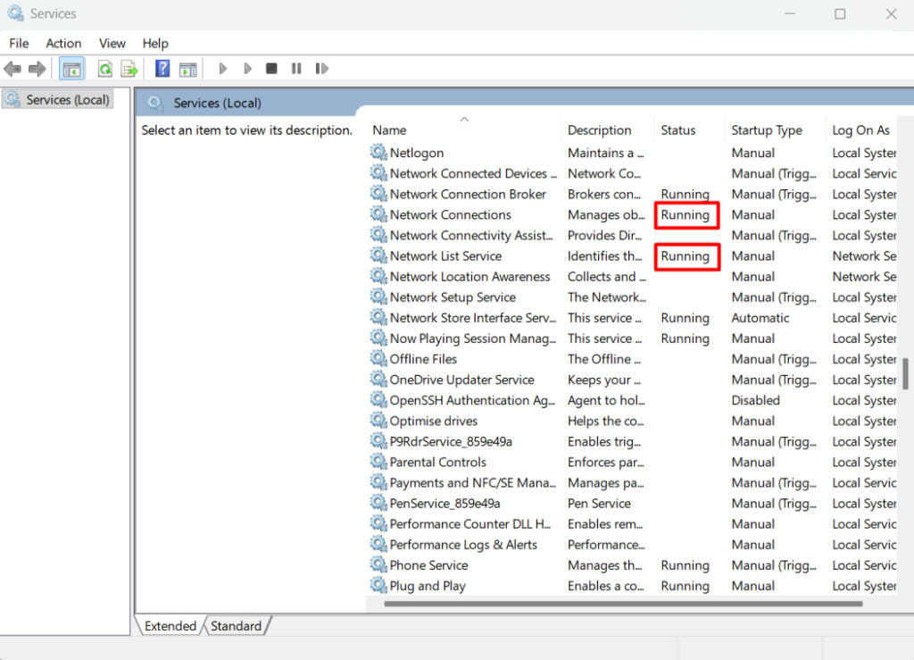 Network Services_ Laptop not showing wi-fi networks