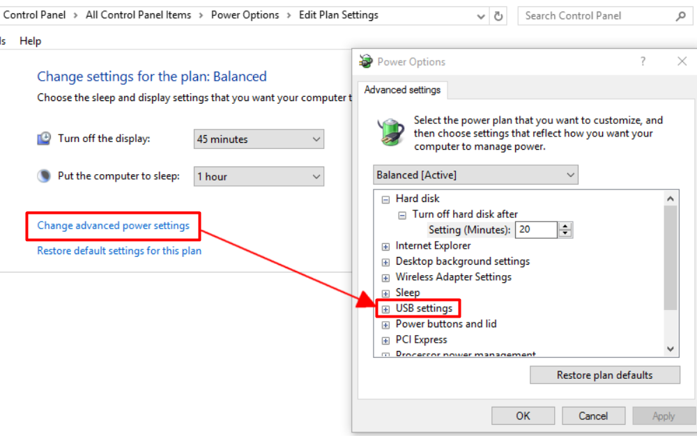 Disable USB Selective Suspend