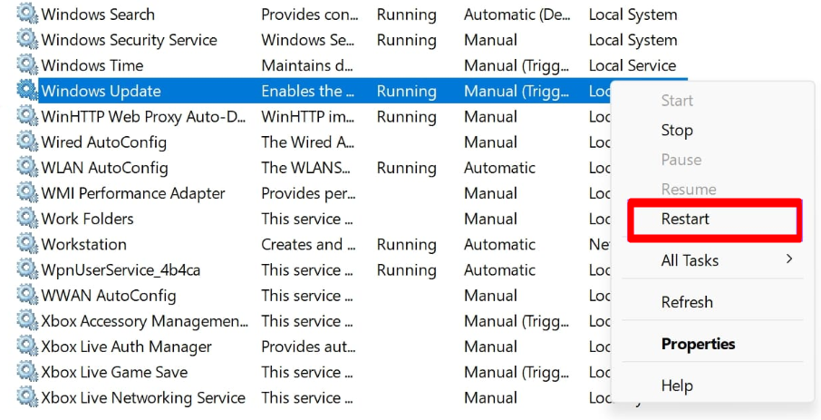 Restart Windows Update Stuck