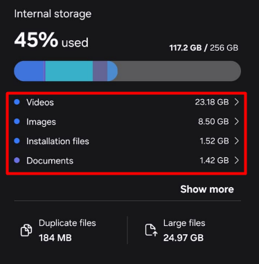 Storage Usage Status_Android Storage Full