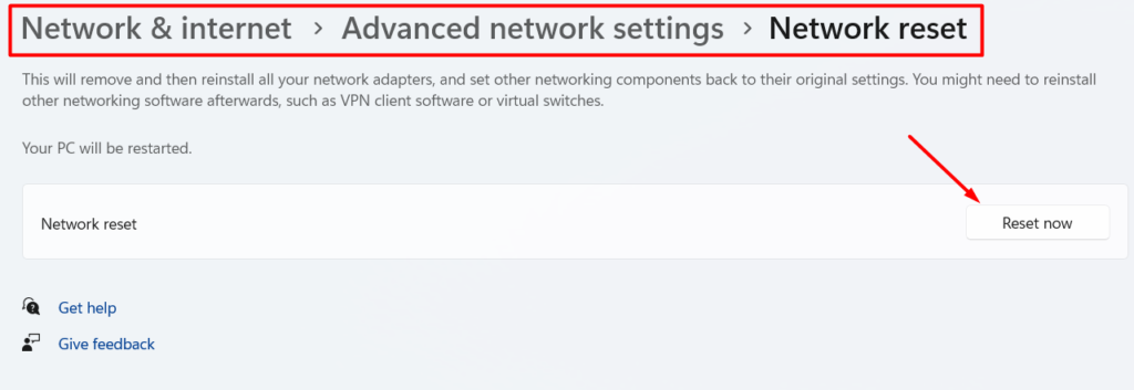 Reset Network Settings